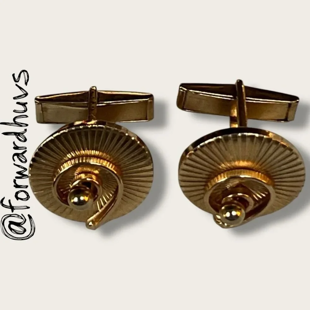 Gold Tone Cylinder Bar Cufflinks – Classic Unbranded Pair for Formalwear